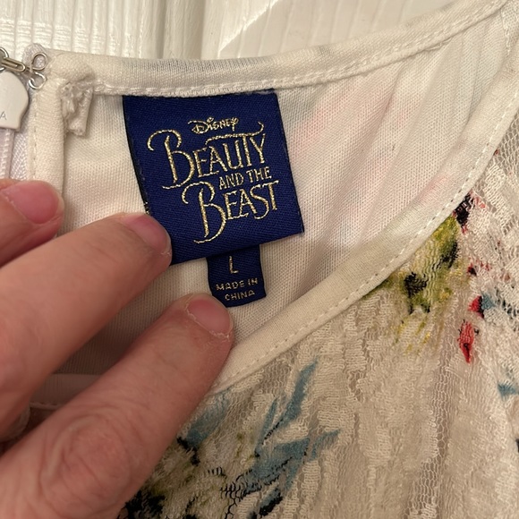 Disney Beauty and the Beast Floral lace Cold Shoulder midi dress size L - Picture 3 of 9